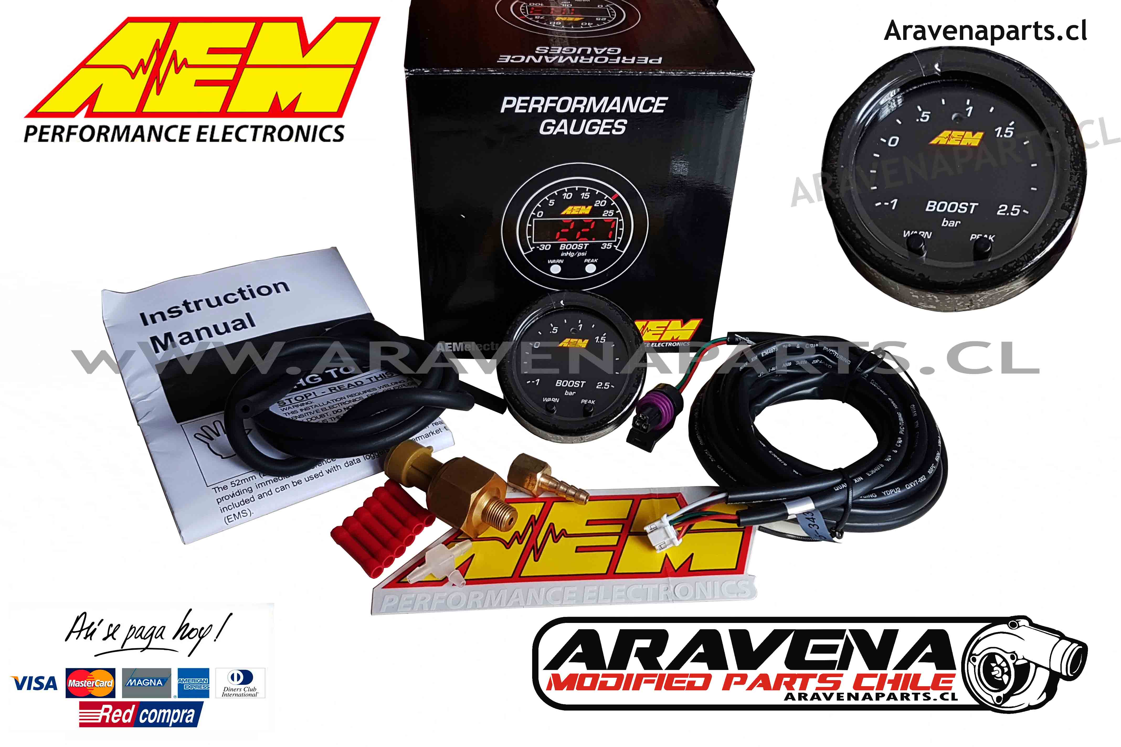 No quiero Representar Especialmente Reloj AEM Presion de Turbo X SERIES AEM30-0306 – Aravena Parts