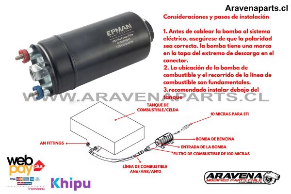 Bomba Bencina Externa 400LPH Epman Racing - Imagen 4