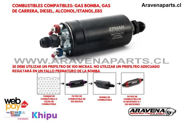 Bomba Bencina Externa 400LPH Epman Racing - Imagen 5