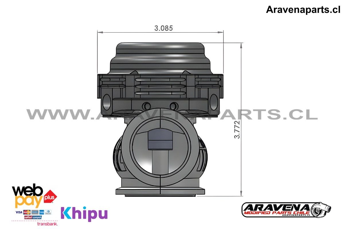 Wastegate Externa TiAL Sport MVS 38mm Wastegate (All Springs) w/Clamps - Black - Imagen 3